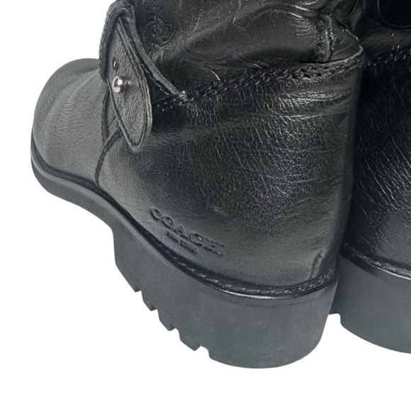Coach Womens Virginia Genuine Leather Black Mid Calf Pull On Boots Size 8 - Picture 9 of 11